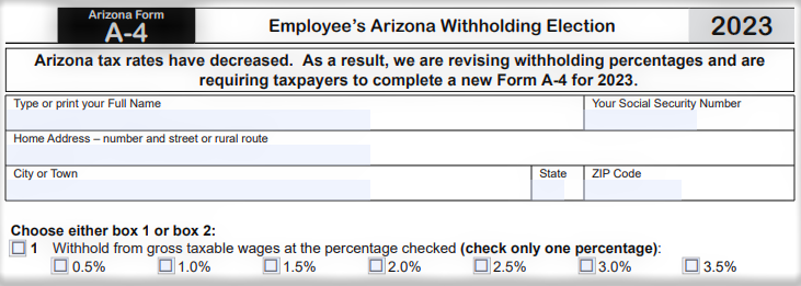 Arizona Employee Withholding Form 2023 - Printable Forms Free Online